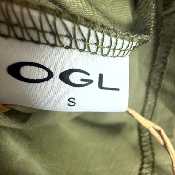 OGL Move Top Womens Small Green Icy Ponte Flap Collar Surplice Drawstring Tie - Picture 4 of 6